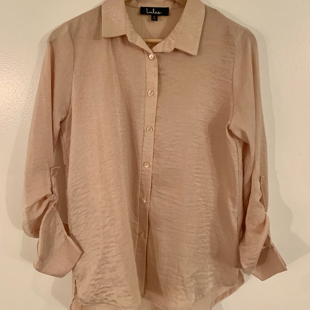 Lulus Pearlescent Silky Blouse